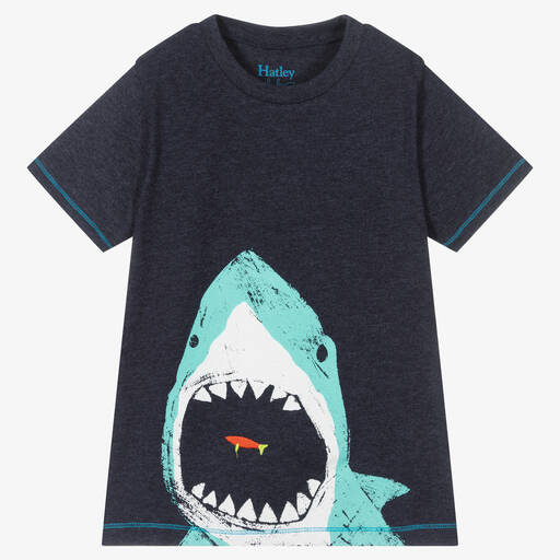 Hatley-Boys Blue Marl Cotton T-Shirt | Childrensalon Outlet