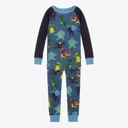 Hatley-Blauer Schlafanzug mit Monstermotiv (J) | Childrensalon Outlet