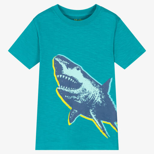 Hatley-Boys Blue Shark Cotton T-Shirt | Childrensalon Outlet