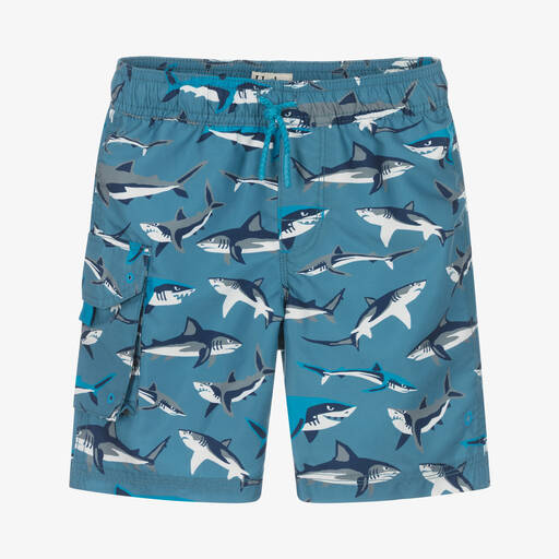 Hatley-Boys Blue Sharks Swim Shorts (UPF50+) | Childrensalon Outlet