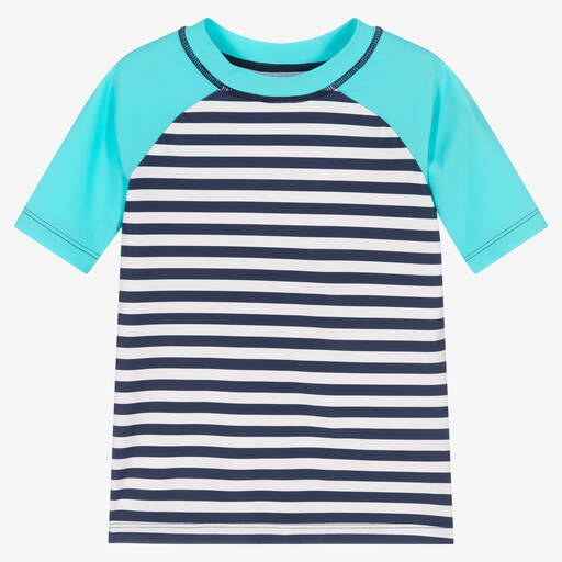 Hatley-Boys Blue Striped Swim Top (UPF50+) | Childrensalon Outlet