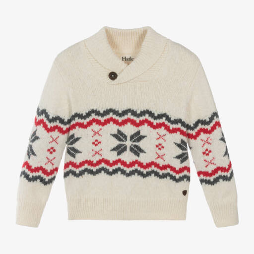 Hatley-بلوفر بنقشة فيرآيل مزيج قطن محبوك لون عاجي للمواليد | Childrensalon Outlet