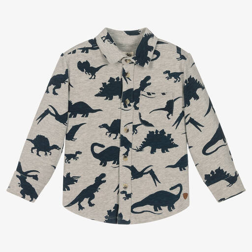 Hatley-Boys Grey Cotton Dino Shirt | Childrensalon Outlet