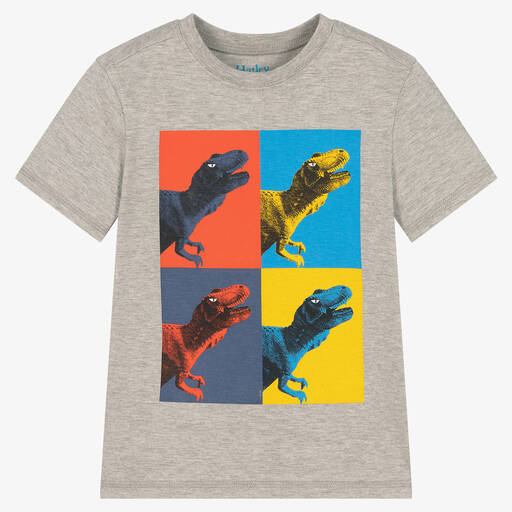Hatley-T-shirt gris en coton dinosaures | Childrensalon Outlet