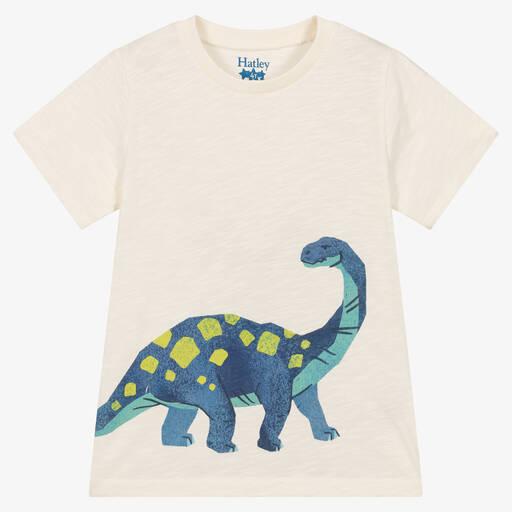 Hatley-Boys Ivory Cotton Dinosaur T-Shirt  | Childrensalon Outlet