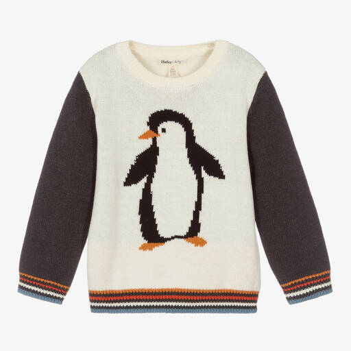 Hatley-Elfenbeinfarbener Pullover mit Pinguin-Motiv (J) | Childrensalon Outlet