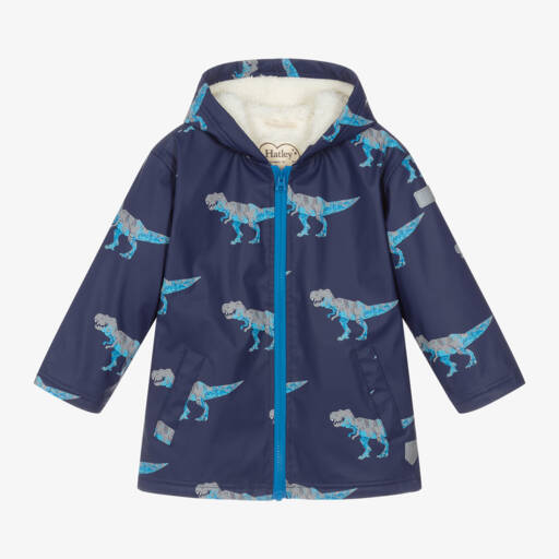 Hatley-معطف واقي من المطر بنقشة تي-ريكس لون كحلي للأولاد | Childrensalon Outlet