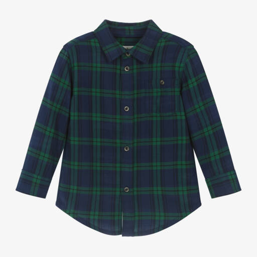 Hatley-Boys Navy Plaid Soft Cotton Shirt | Childrensalon Outlet
