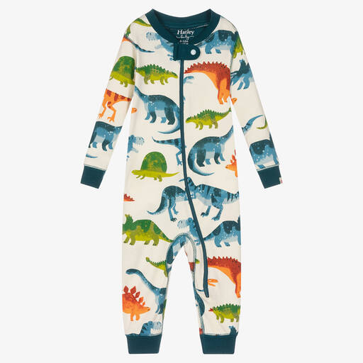 Hatley-أفرول رومبر بطبعة ديناصورات قطن عضوي لون عاجي للأولاد | Childrensalon Outlet
