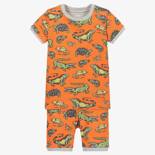Hatley-بيجاما شورت قطن عضوي لون برتقالي للأولاد | Childrensalon Outlet