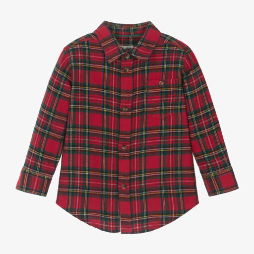 Hatley-قميص تارتان قطن مصقول لون أحمر للأولاد | Childrensalon Outlet