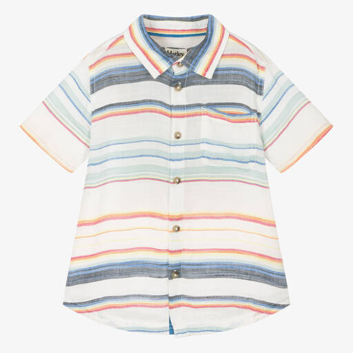 Hatley-Boys White Striped Viscose Shirt | Childrensalon Outlet