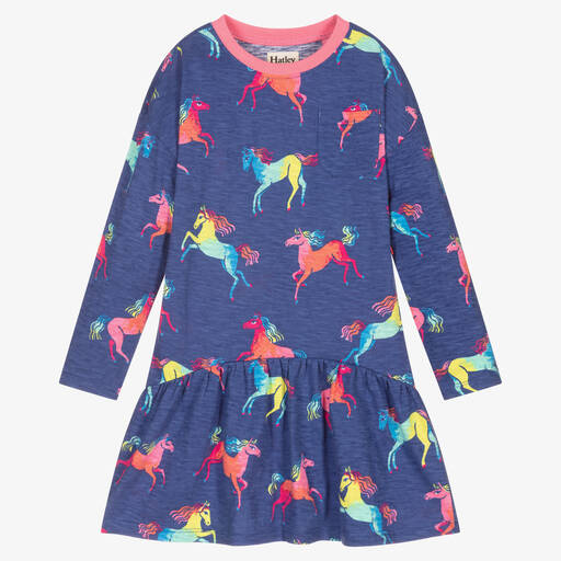 Hatley-Girls Blue Cotton Dress | Childrensalon Outlet