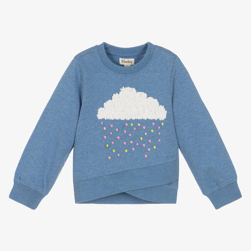Hatley-Girls Blue Cotton Heart Cloud Sweatshirt | Childrensalon Outlet