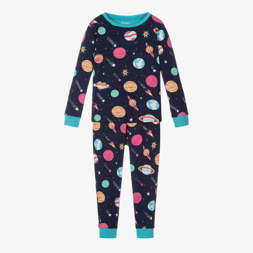 Hatley-Girls Blue Cotton Interstellar Pyjamas | Childrensalon Outlet