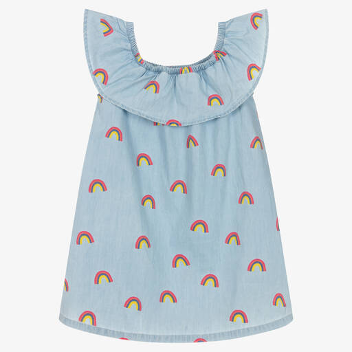 Hatley-Girls Blue Cotton Rainbow Dress | Childrensalon Outlet