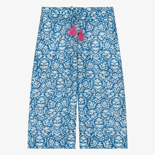 Hatley-Girls Blue Floral Cotton Culottes | Childrensalon Outlet