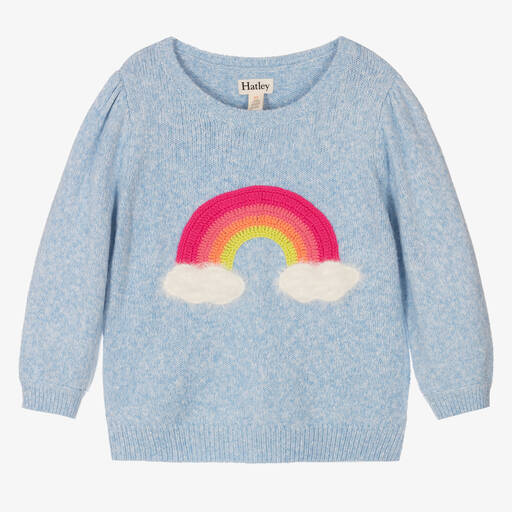 Hatley-Girls Blue Knitted Rainbow Sweater | Childrensalon Outlet