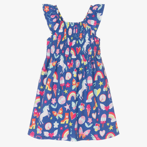 Hatley-Розово-синее присборенное платье из хлопка | Childrensalon Outlet