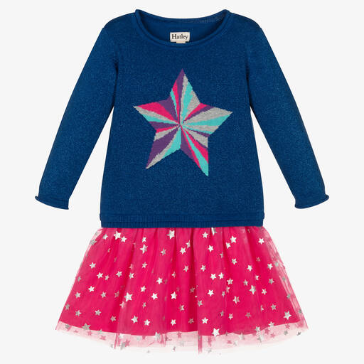 Hatley-Girls Blue & Pink Star Dress | Childrensalon Outlet