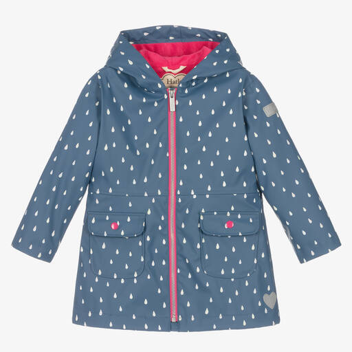 Hatley-Girls Blue Tiny Drops Raincoat | Childrensalon Outlet