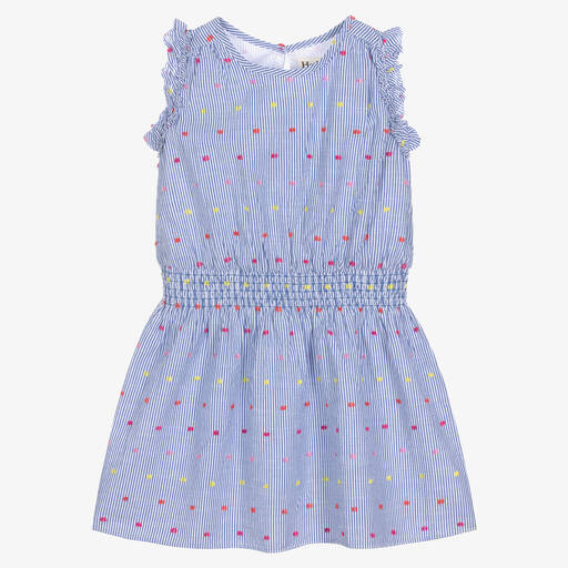 Hatley-Girls Blue & White Cotton Dress  | Childrensalon Outlet