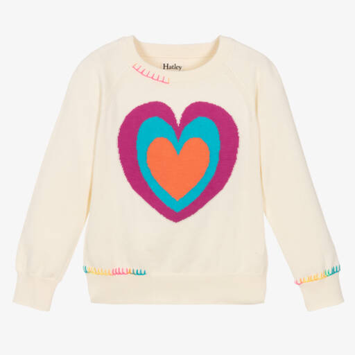 Hatley-بلوفربطبعة قلب قطن لون عاجي للبنات | Childrensalon Outlet