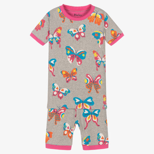 Hatley-Girls Grey Cotton Butterfly Pyjamas | Childrensalon Outlet
