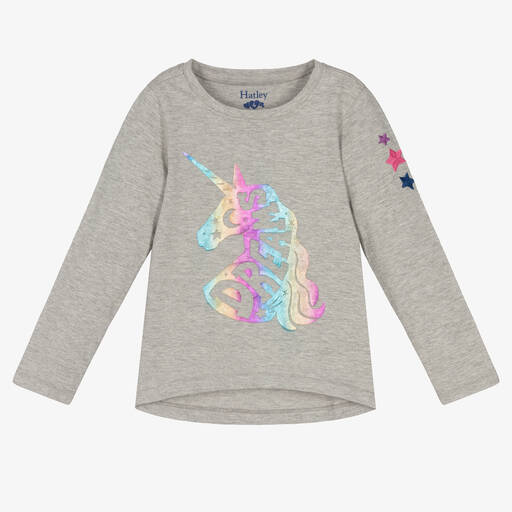 Hatley-Серый хлопковый топ с единорогом | Childrensalon Outlet