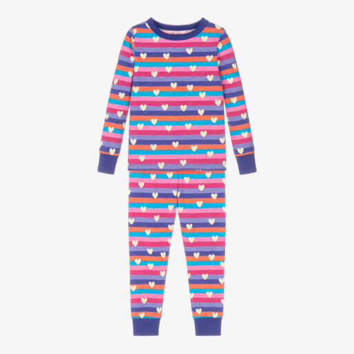 Hatley-Girls Heart Glow Stripe Pyjamas | Childrensalon Outlet
