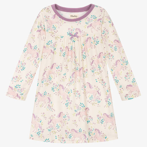 Hatley-Girls Ivory Horse Print Nightdress | Childrensalon Outlet