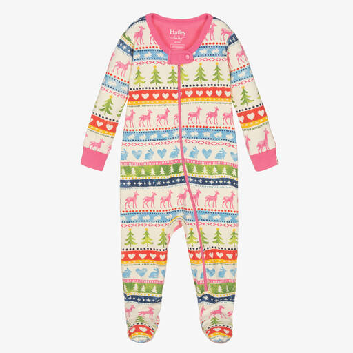 Hatley-Girls Ivory Painted Fair Isle Babygrow | Childrensalon Outlet