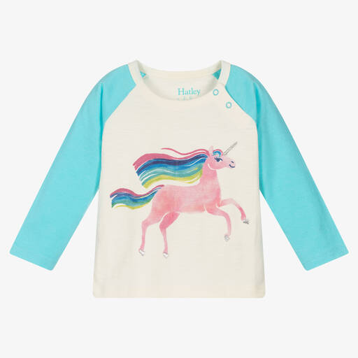 Hatley-Кремовый хлопковый топ с единорогом для девочек | Childrensalon Outlet