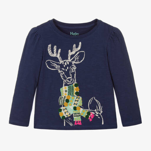 Hatley-توب بطبعة الرنة لون كحلي للبنات | Childrensalon Outlet