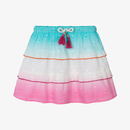 Hatley-Girls Pink & Blue Tiered Cotton Skirt | Childrensalon Outlet