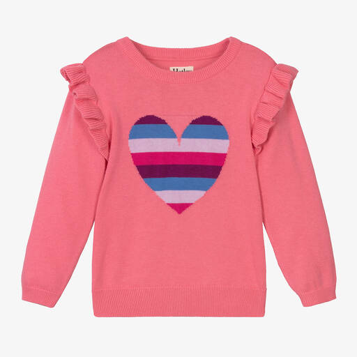 Hatley-Girls Pink Cotton Heart Sweater | Childrensalon Outlet
