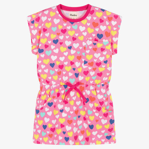 Hatley-Girls Pink Cotton Hearts Dress | Childrensalon Outlet