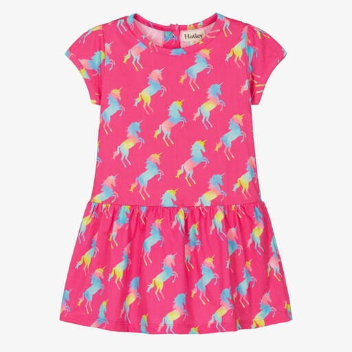 Hatley-Girls Pink Cotton Unicorn Dress | Childrensalon Outlet