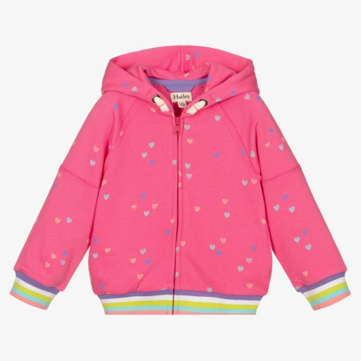 Hatley-Girls Pink Cotton Zip-up Top | Childrensalon Outlet