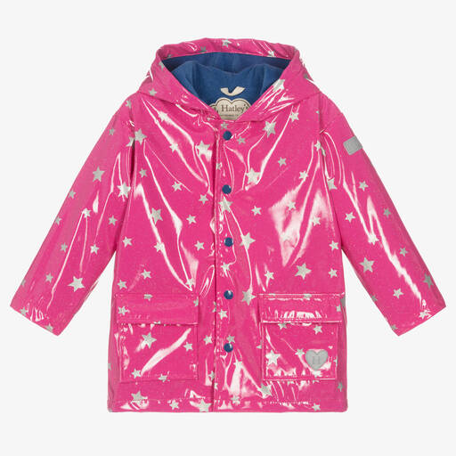 Hatley-Girls Pink Glitter Stars Raincoat | Childrensalon Outlet