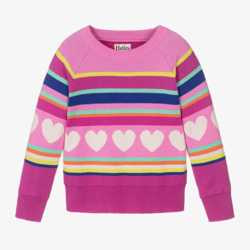 Hatley-Girls Pink Heart Jumper | Childrensalon Outlet