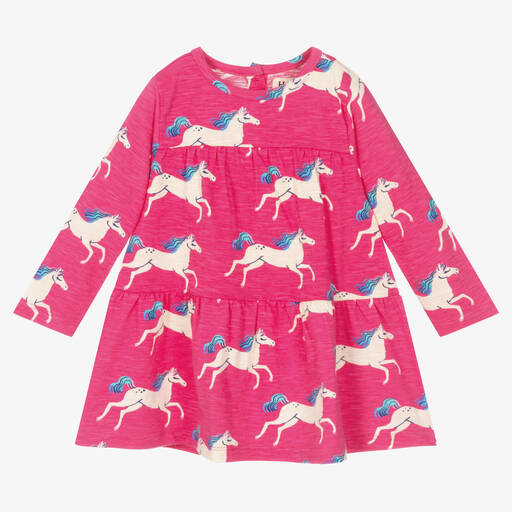 Hatley-Robe rose en coton Cheval Fille | Childrensalon Outlet