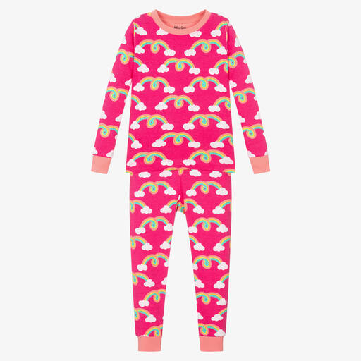 Hatley-Girls Pink Rainbow Cotton Pyjamas | Childrensalon Outlet