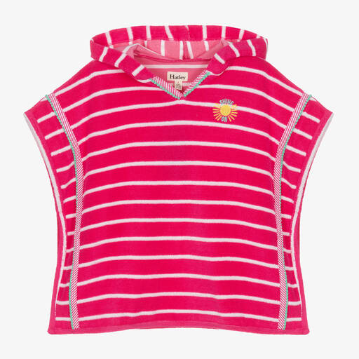 Hatley-Girls Pink Striped Cotton Poncho Towel | Childrensalon Outlet
