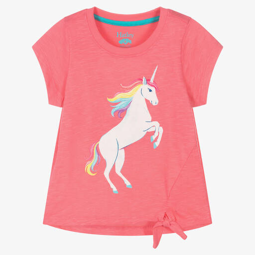Hatley-Girls Pink Unicorn Tie Front T-Shirt | Childrensalon Outlet