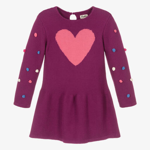Hatley-Girls Purple Cotton Heart Dress | Childrensalon Outlet