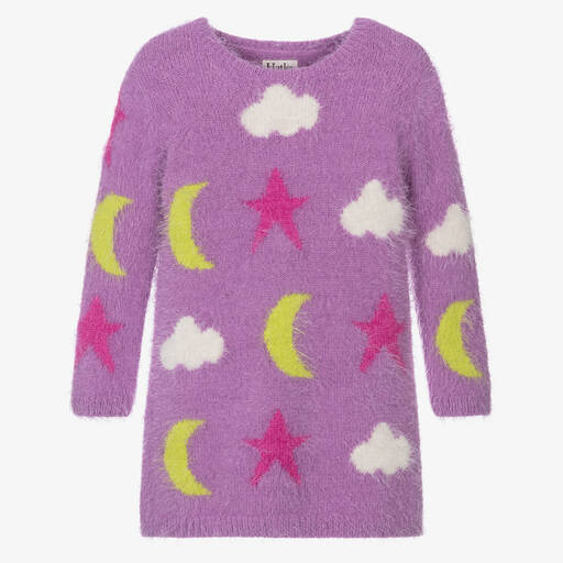 Hatley-Girls Purple Fluffy Knit Dress | Childrensalon Outlet