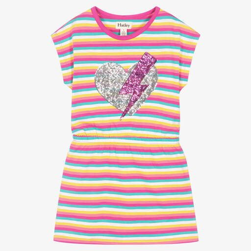 Hatley-Girls Striped Sequin Heart Dress | Childrensalon Outlet