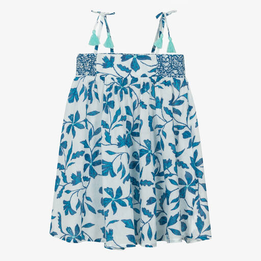 Hatley-Girls White & Blue Floral Beach Dress | Childrensalon Outlet