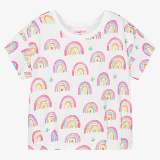 Hatley-Girls White Cotton T-Shirt | Childrensalon Outlet